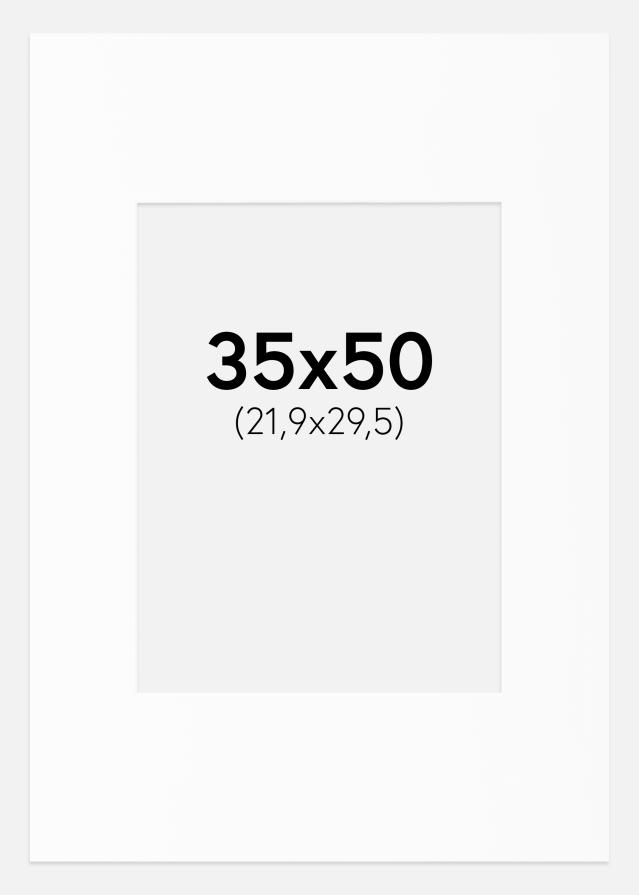 Paspartū Balts Standarts Balta krāsota maliņa 35x50 cm (21,86x29,48)