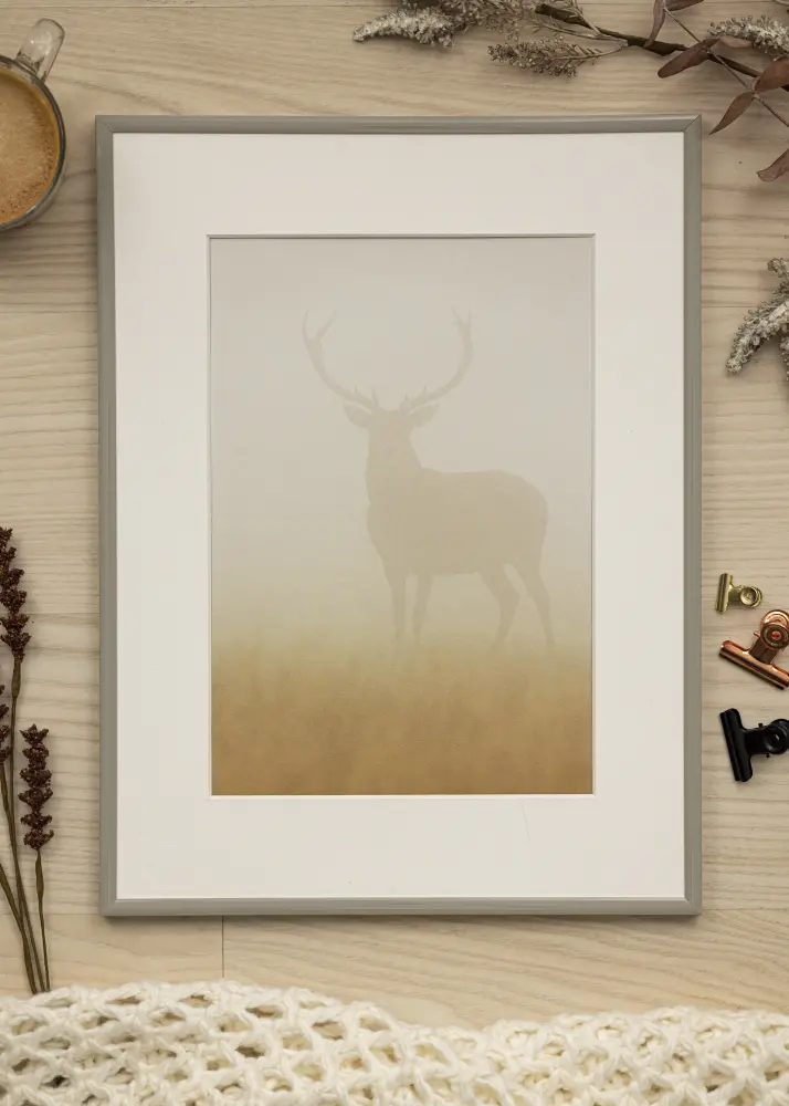 Rāmis New Lifestyle Earth Grey 40x50 cm - Paspartū Balts 12x16 inches