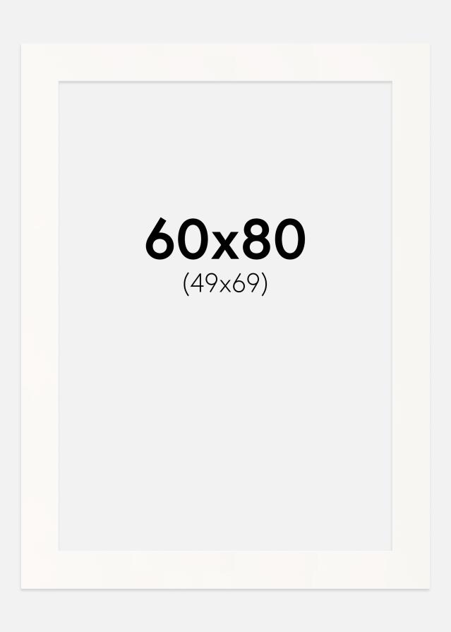 Paspartū Antique White Balta krāsota maliņa 60x80 cm (49x69)