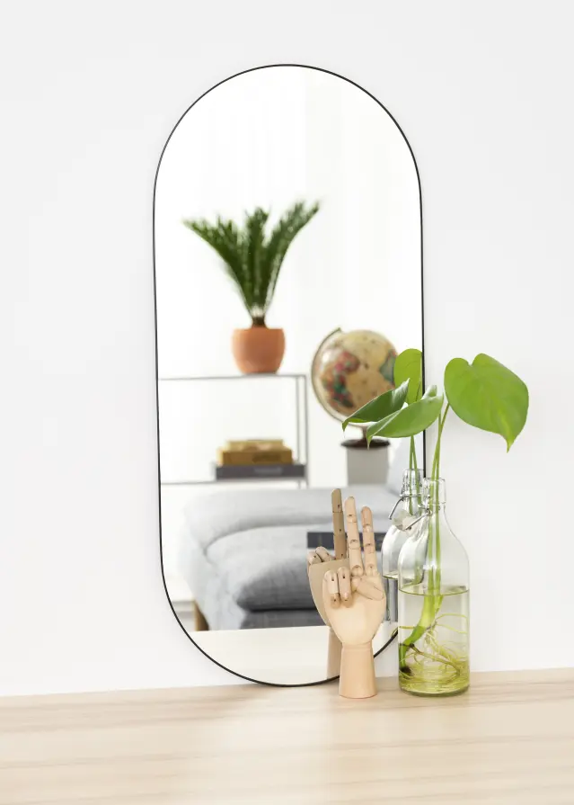 Ovāls Mirror Jersey- Thin Black 35x80 cm