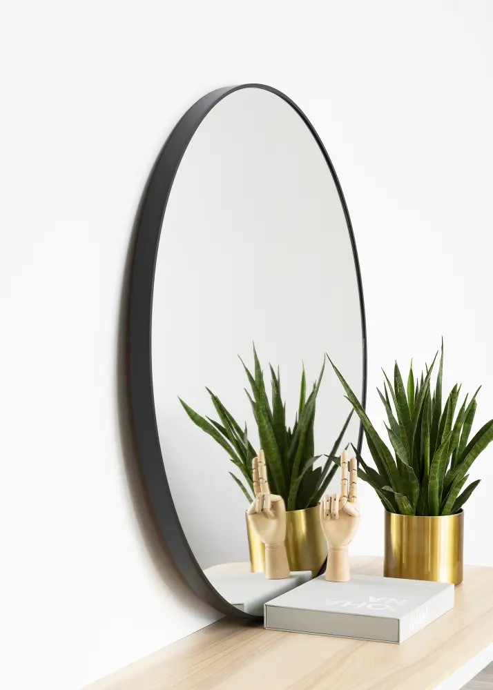 KAILA Apaļš Spogulis Edge Black 100 cm Ø