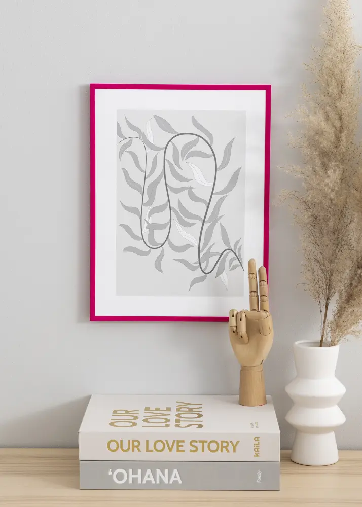Rāmis New Lifestyle Tumši rozā 70x100 cm - Paspartū Balts 62x93 cm