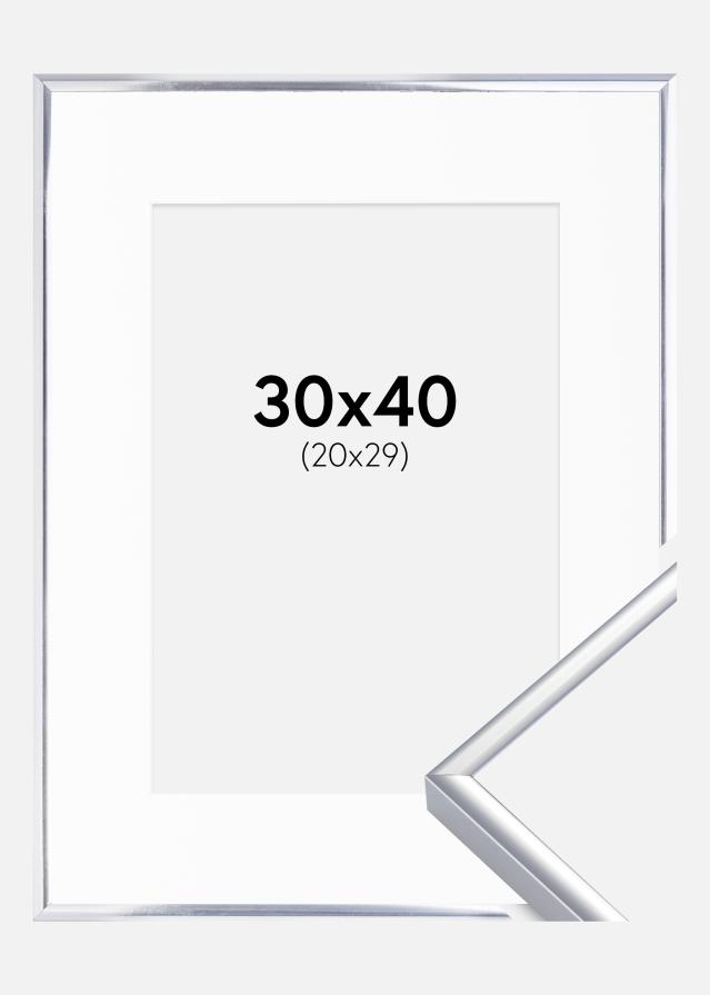Rāmis Alumīnijs Pelēki Zlansēts 30x40 cm - Paspartū Balts 21x30 cm