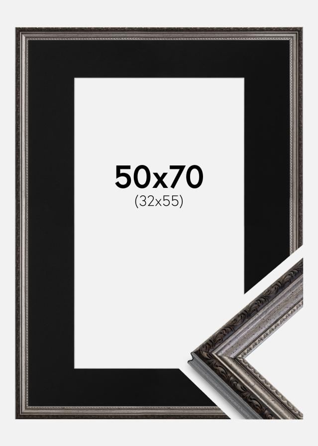Rāmis Abisko Sudrabs 50x70 cm - Paspartū Melns 33x56 cm