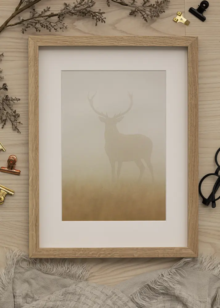 Rāmis Oak Wood 50x60 cm - Paspartū Balts 15x20 inches