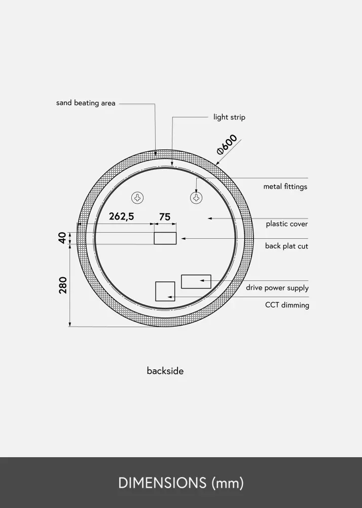KAILA Spogulis Circular LED 60 cm Ø