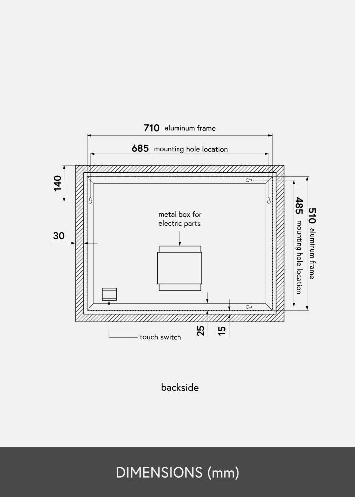 KAILA Spogulis Wide LED 60x80 cm