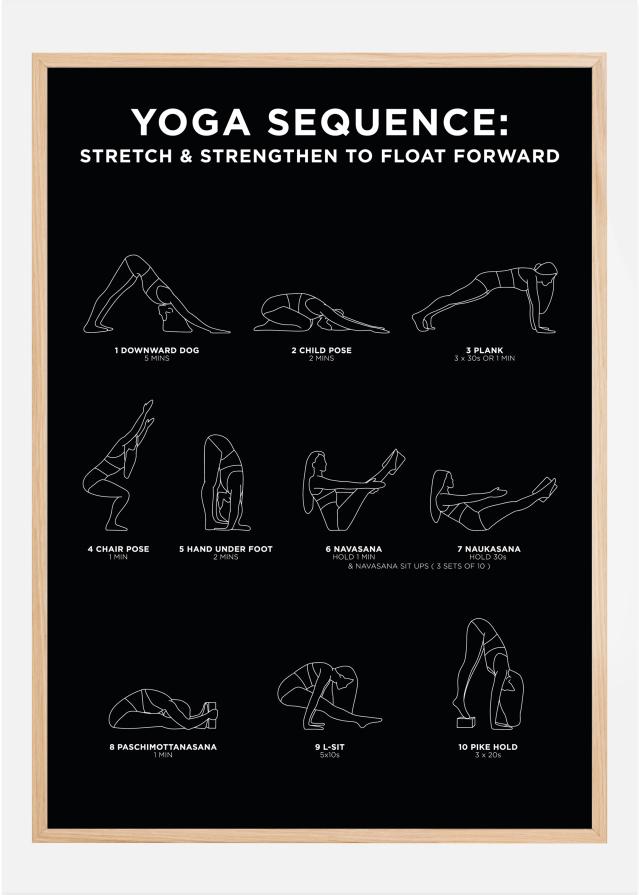 Yoga Sequence - Stretch & Strengthen To Float Forward - Black Plakāts