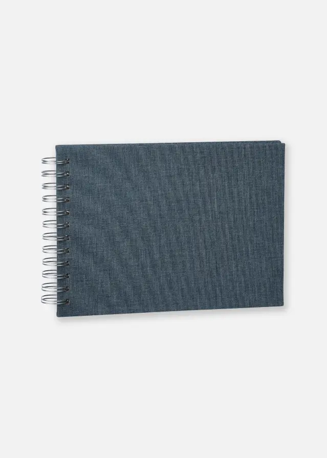 Base Line Kanvas Wire-O Zils 23x17 cm (40 Balti Lappuses / 20 loksnes)