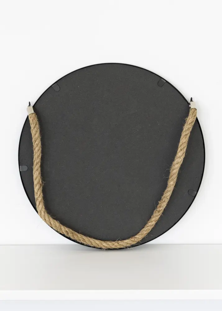 KAILA Apaļš Spogulis Rope - Melns 30 cm Ø