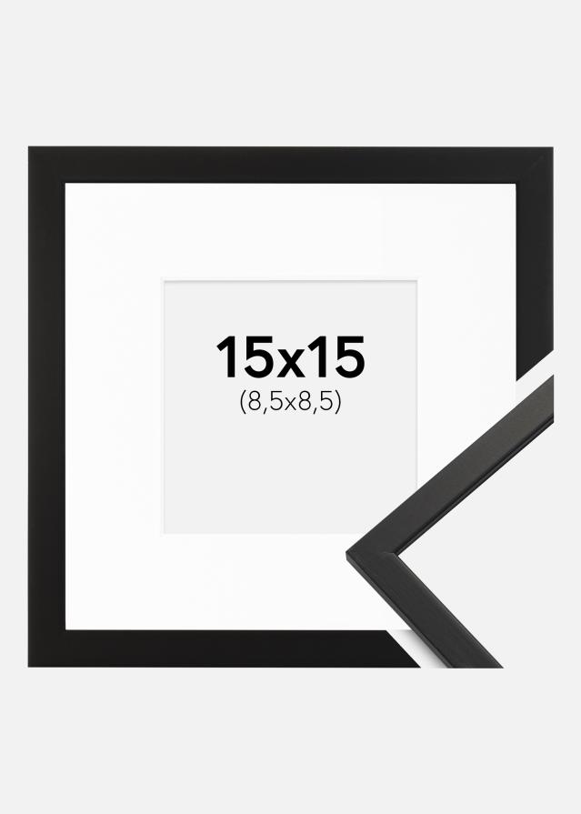 Rāmis Edsbyn Melns 15x15 cm - Paspartū Balts 9x9 cm