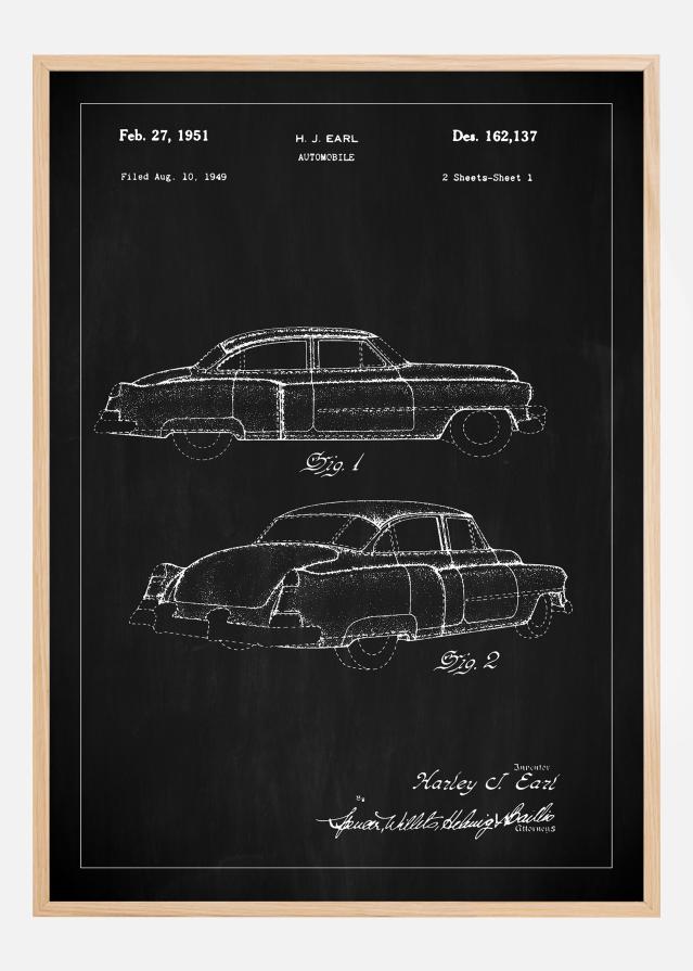 Patenta rasējums - Cadillac x - Melns Plakāts