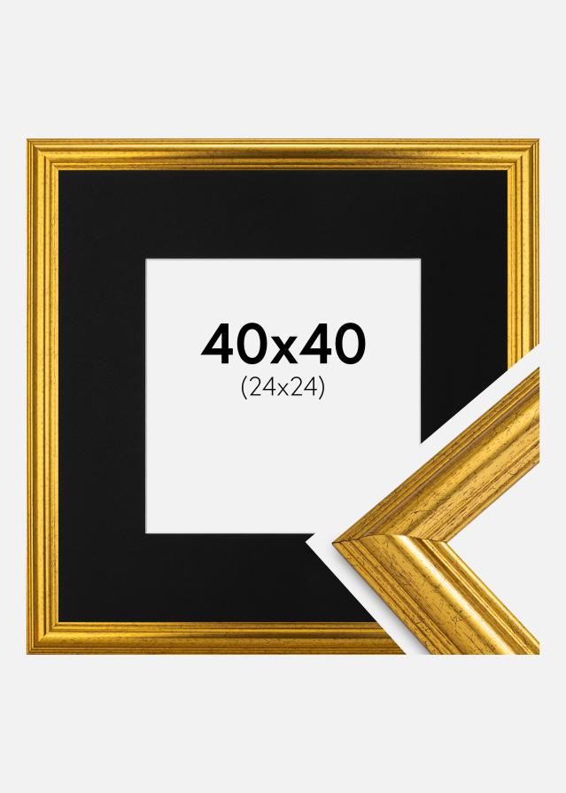 Rāmis Västkusten Zelta 40x40 cm - Paspartū Melns 25x25 cm