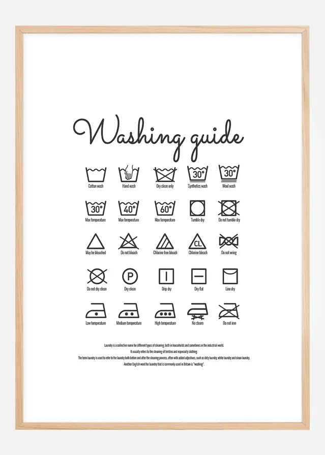 Washing guide white Plakāts