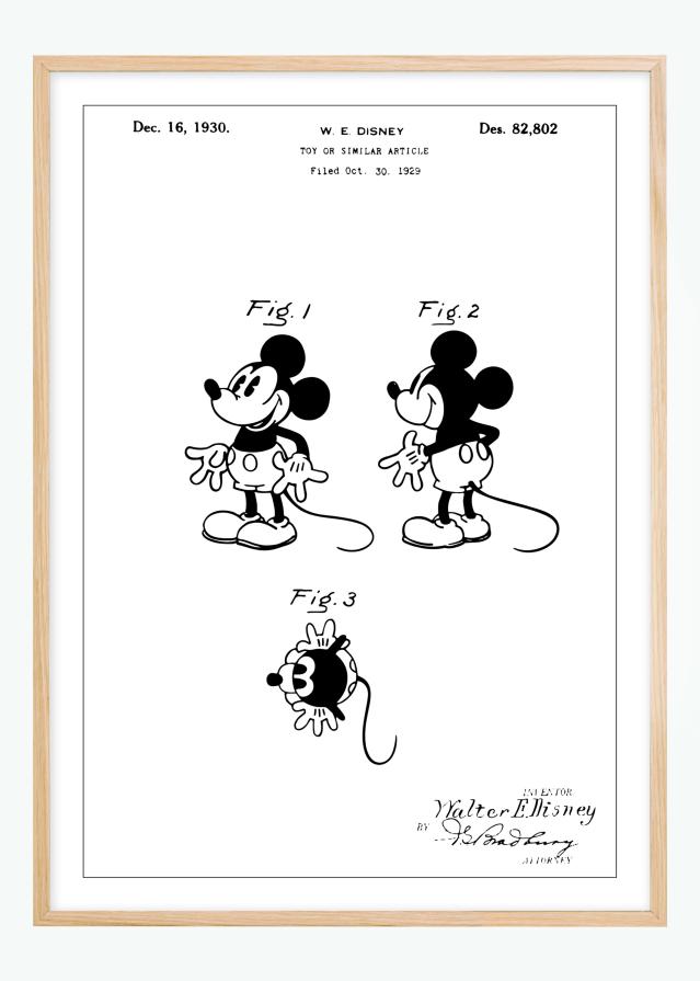 Patenta rasējums - Disney - Mickey Mouse Plakāts