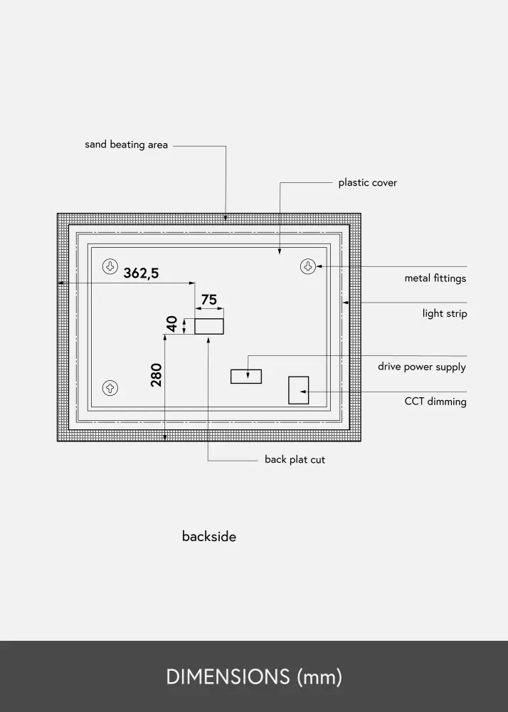 KAILA Spogulis Rectangle II LED 60x80 cm