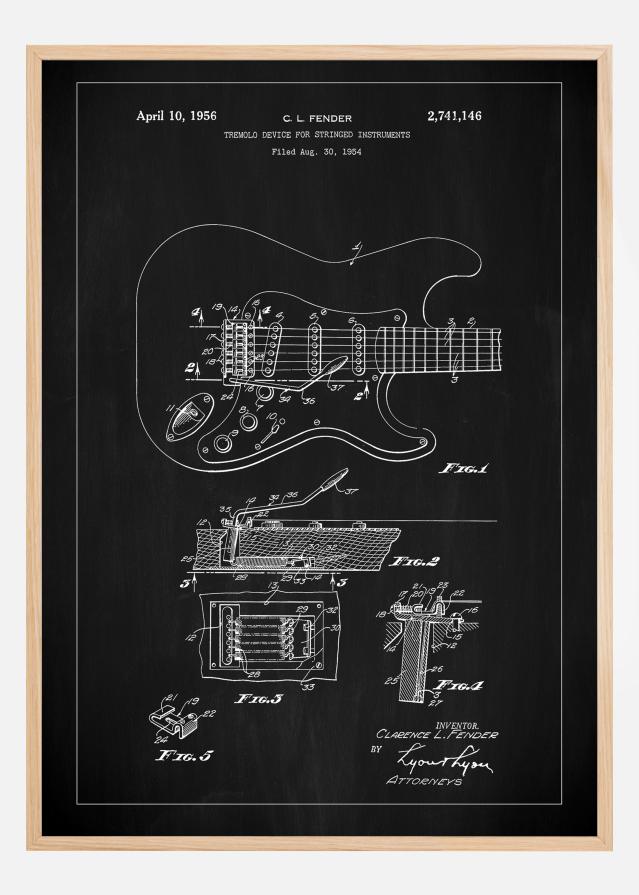 Patent Print - Tremolo Device - Black Plakāts