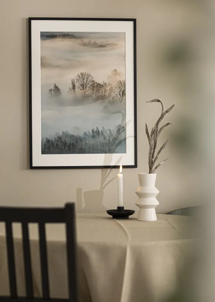 Rāmis Edsbyn Melns 55x70 cm - Paspartū Balts 18x24 inches
