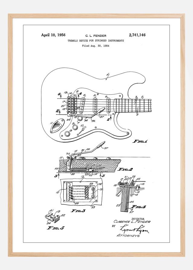 Patent Print - Tremolo Device - White Plakāts