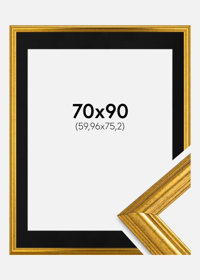 Rāmis Västkusten Zelta 70x90 cm - Paspartū Melns 24x30 inches