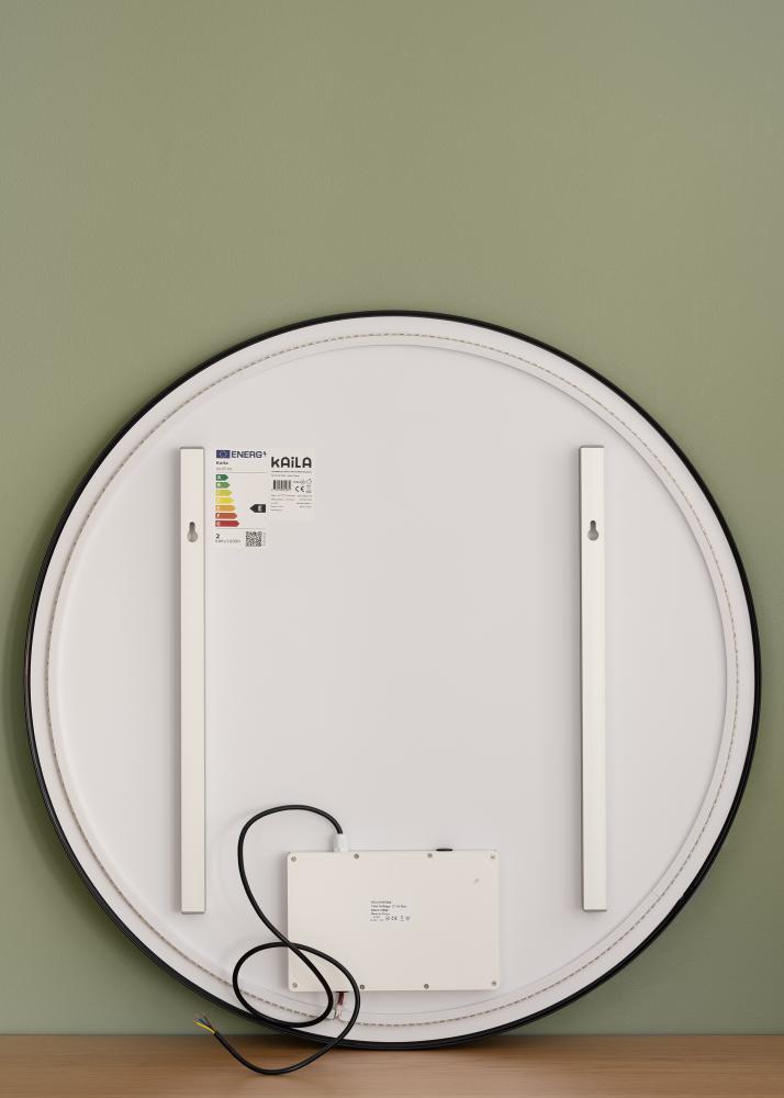 KAILA Spogulis Circle LED Melns 80 cm Ø