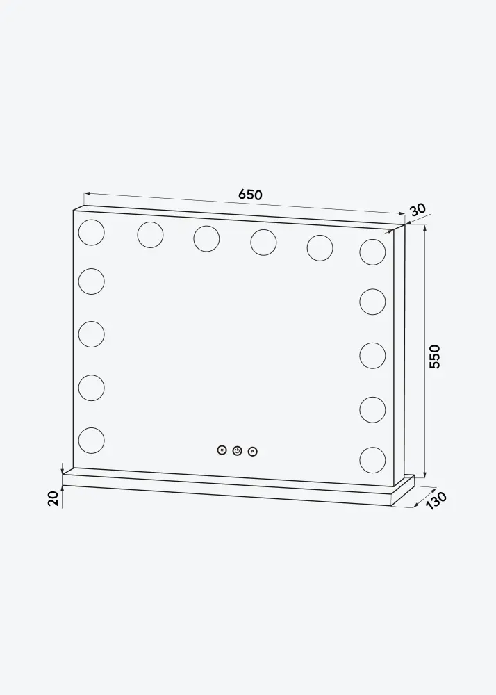 KAILA Kosmētikas spogulis Base LED 14 Sudrabs 65x56 cm