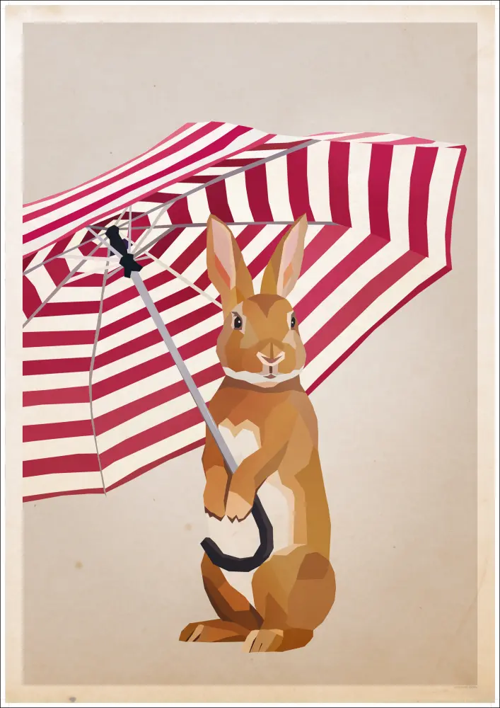 Rabbit with Umbrella Plakāts