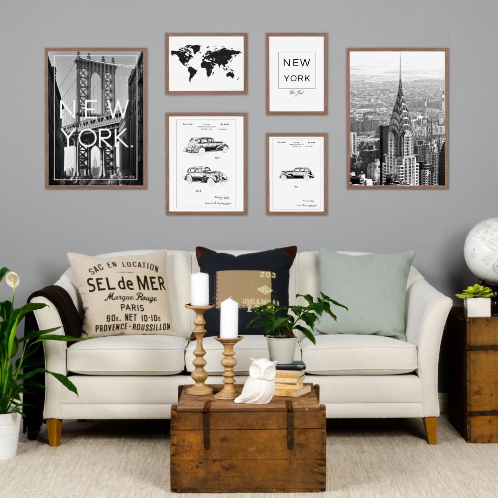 Pasaules karte - Melns Plakāts