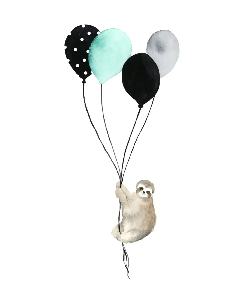 Sloth With Balloons Plakāts