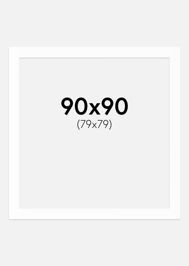 Paspartū Balts Balta krāsota maliņa 90x90 cm (79x79)