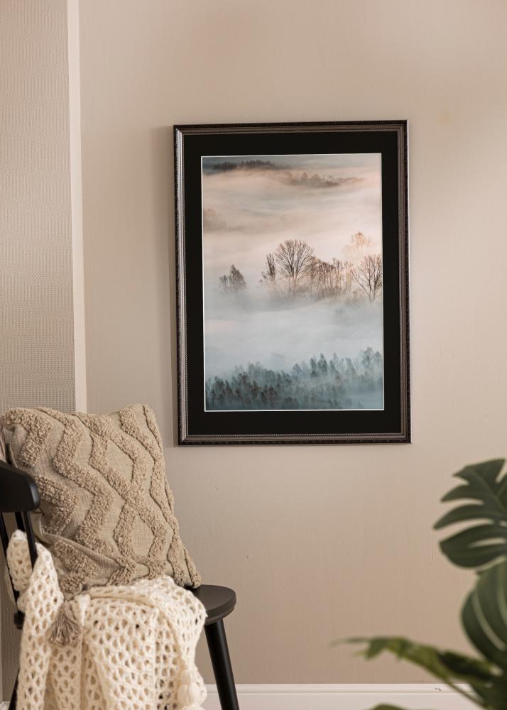 Rāmis Abisko Sudrabs 40x50 cm - Paspartū Melns 27x35 cm