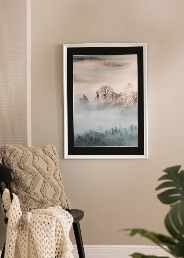 Rāmis Abisko Balts 50x60 cm - Paspartū Melns 15x20 inches