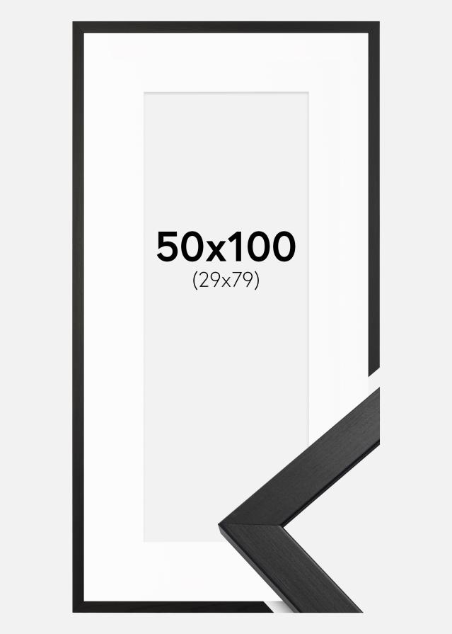 Rāmis Estētisks Melns 50x100 cm - Paspartū Balts 30x80 cm