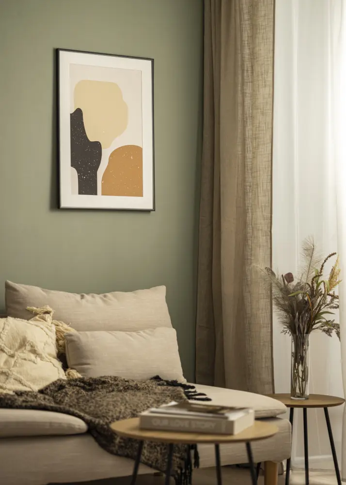 Rāmis Scandi Melni Matēts 40x50 cm - Paspartū Balts 29,7x42 cm (A3)