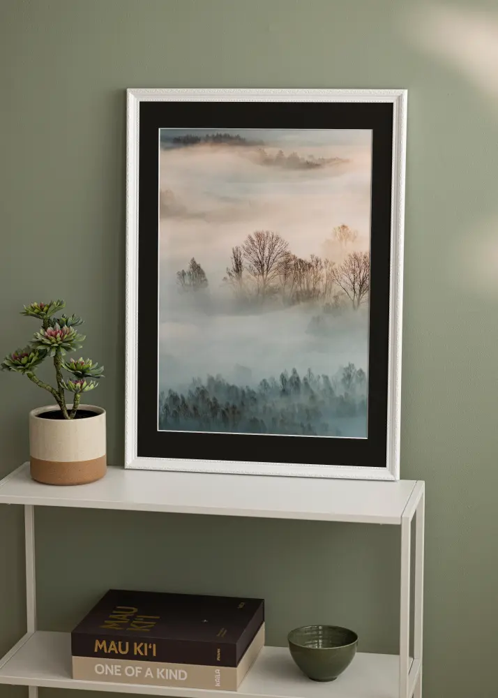 Rāmis Abisko Balts 50x60 cm - Paspartū Melns 15x20 inches