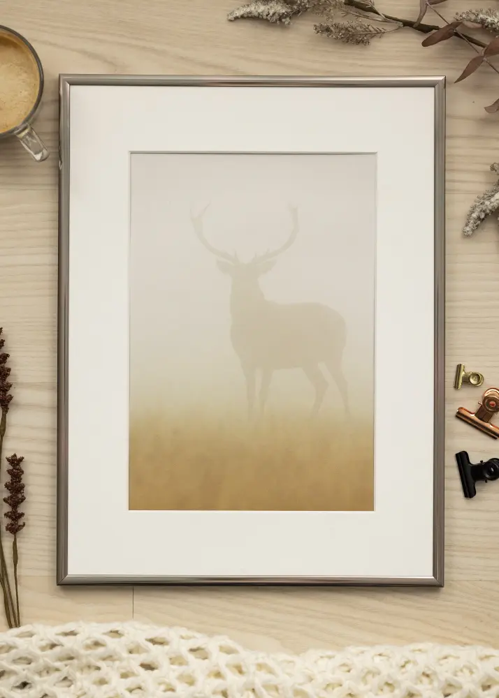 Rāmis New Lifestyle Tērauds 30x40 cm - Paspartū Balts 21x29,7 cm (A4)