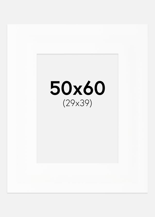 Paspartū XL Standarts Balts Balta krāsota maliņa 50x60 cm (29x39)