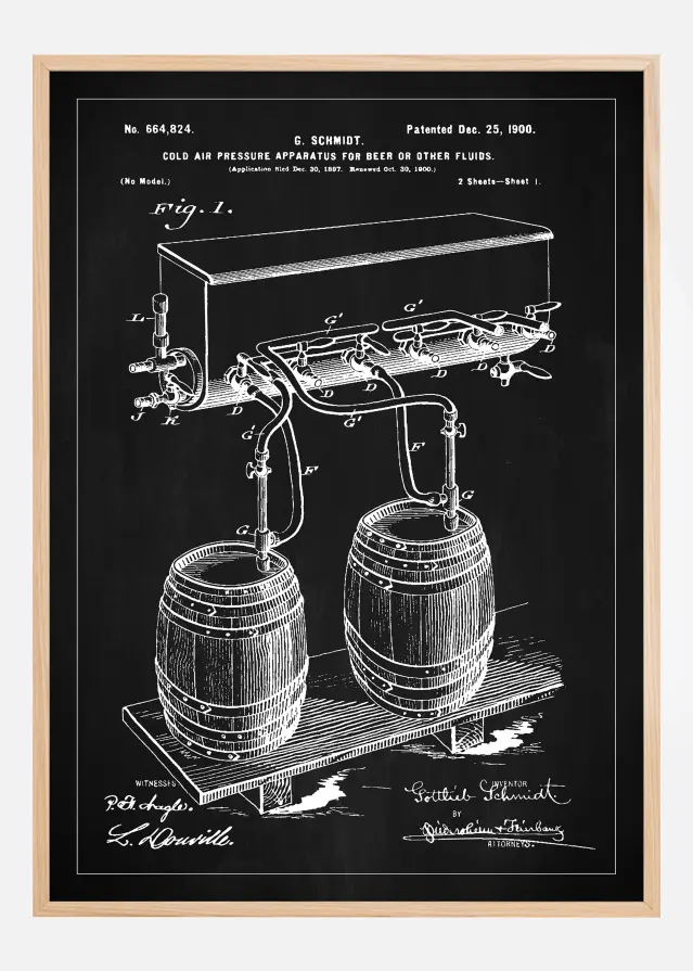 Patent Print - Beer Kegs - Black Plakāts