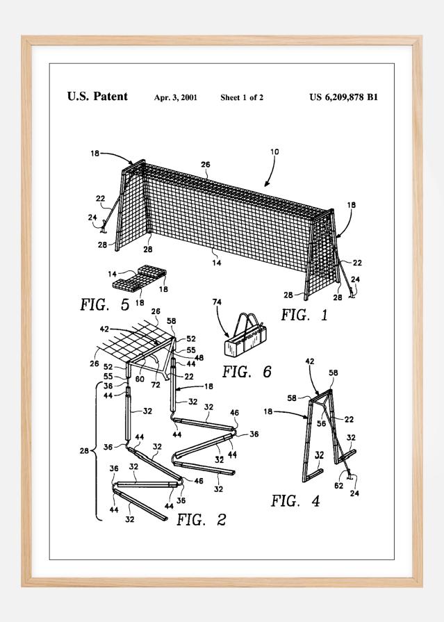 Patent Print - Soccer Goal - White Plakāts
