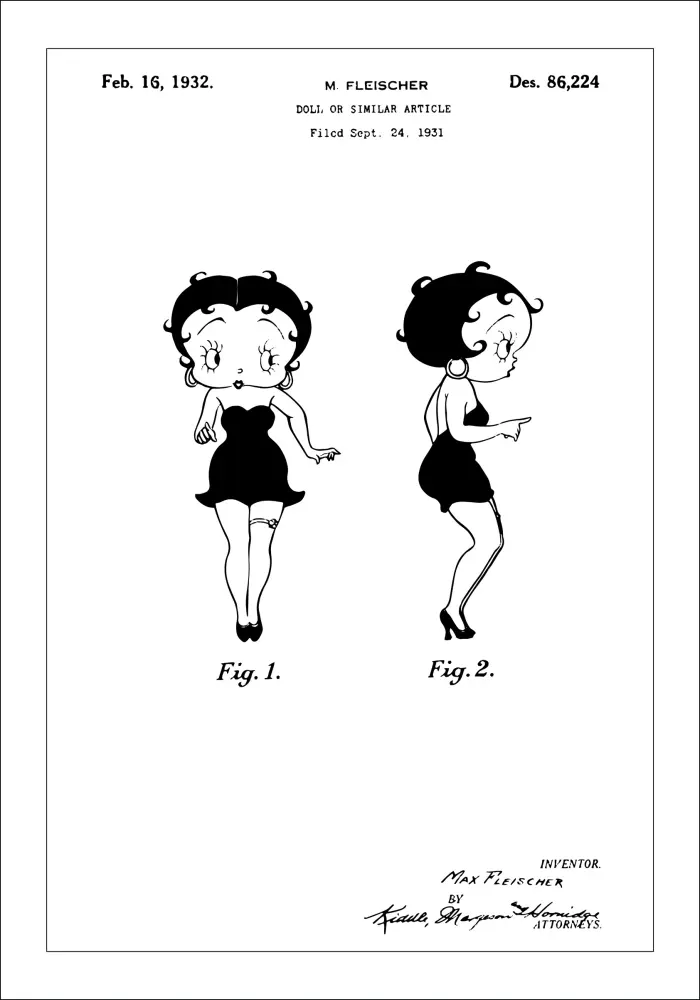 Patenta rasējums - Betty Boop Plakāts