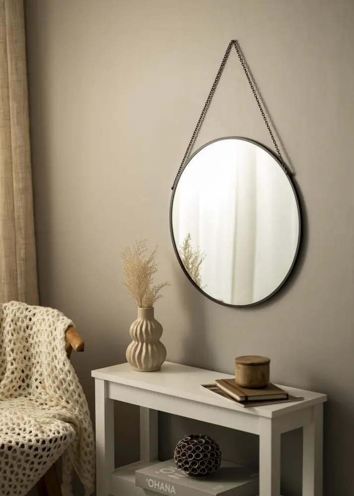 Apaļš Spogulis Modern Melns 50 cm Ø