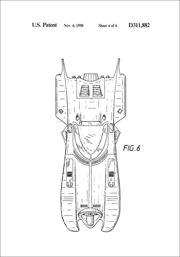 Patenta rasējums - Batman - Batmobile 1990 IIII Plakāts