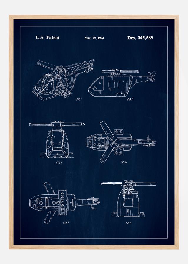 Patent Print - Lego Helicopter - Blue Plakāts