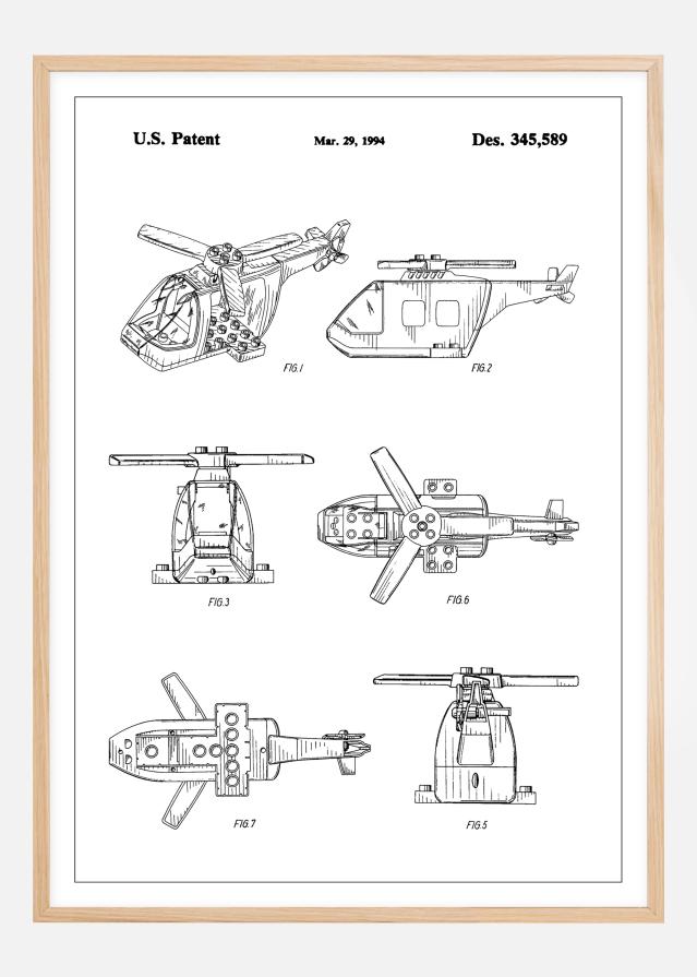 Patent Print - Lego Helicopter - White Plakāts