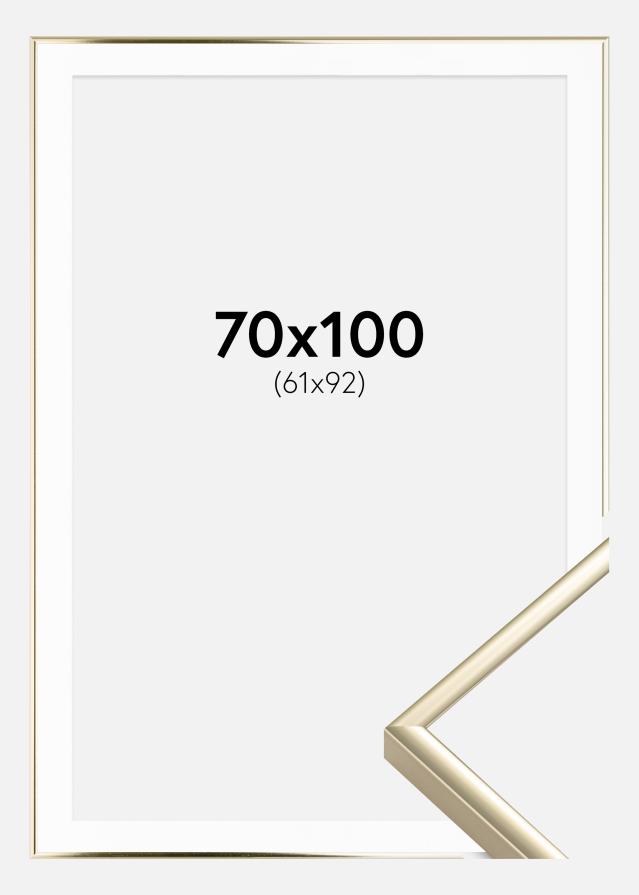 Rāmis Alumīnijs Glansēts Zelts 70x100 cm - Paspartū Balts 62x93 cm