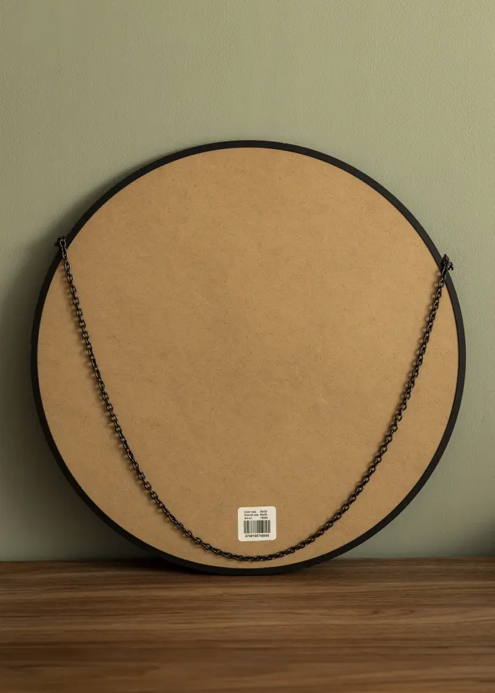 Apaļš Spogulis Modern Melns 50 cm Ø