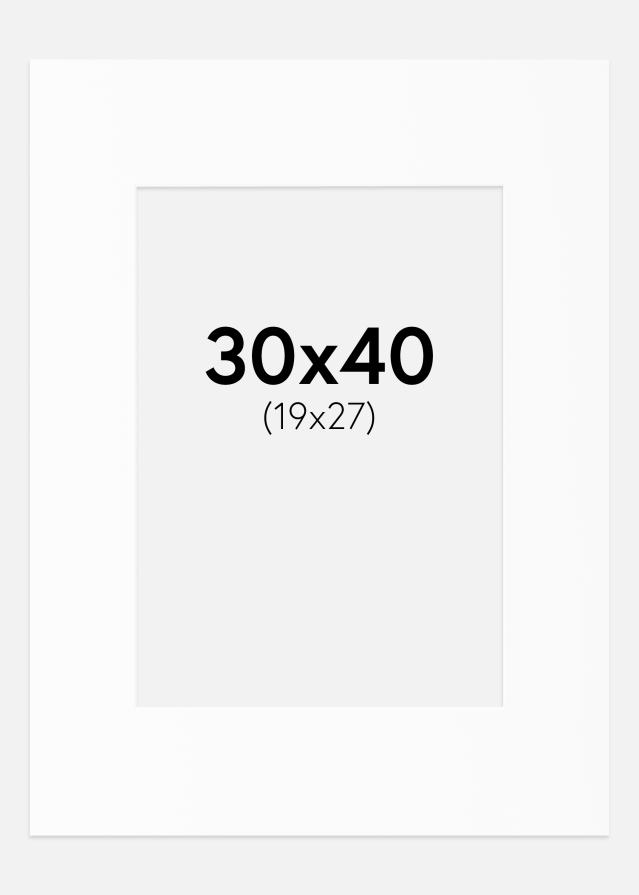 Paspartū Balts Standarts Balta krāsota maliņa 30x40 cm (19x27)