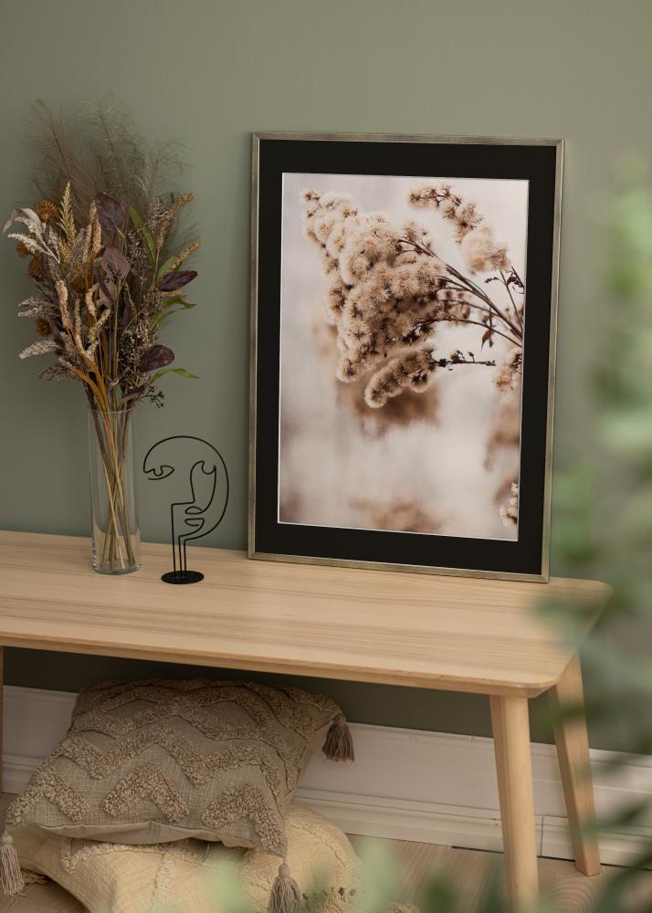 Rāmis Galant Sudrabs 30x40 cm - Paspartū Melns 21x29,7 cm (A4)