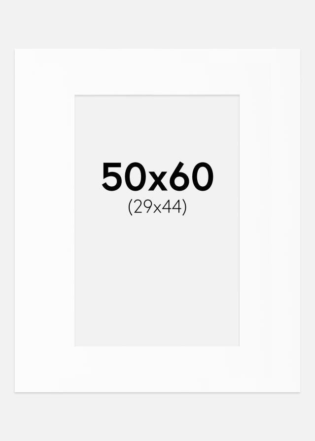 Paspartū Balts Standarts Balta krāsota maliņa 50x60 cm (29x44)