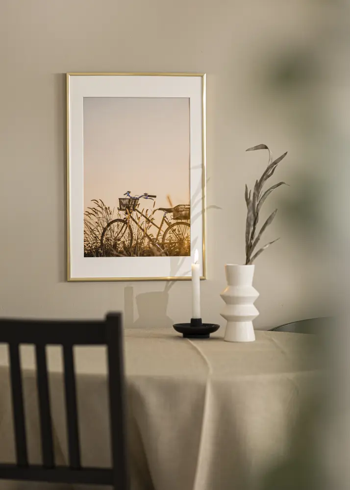 Rāmis New Lifestyle Shiny Gold 40x50 cm - Paspartū Balts 12x16 inches